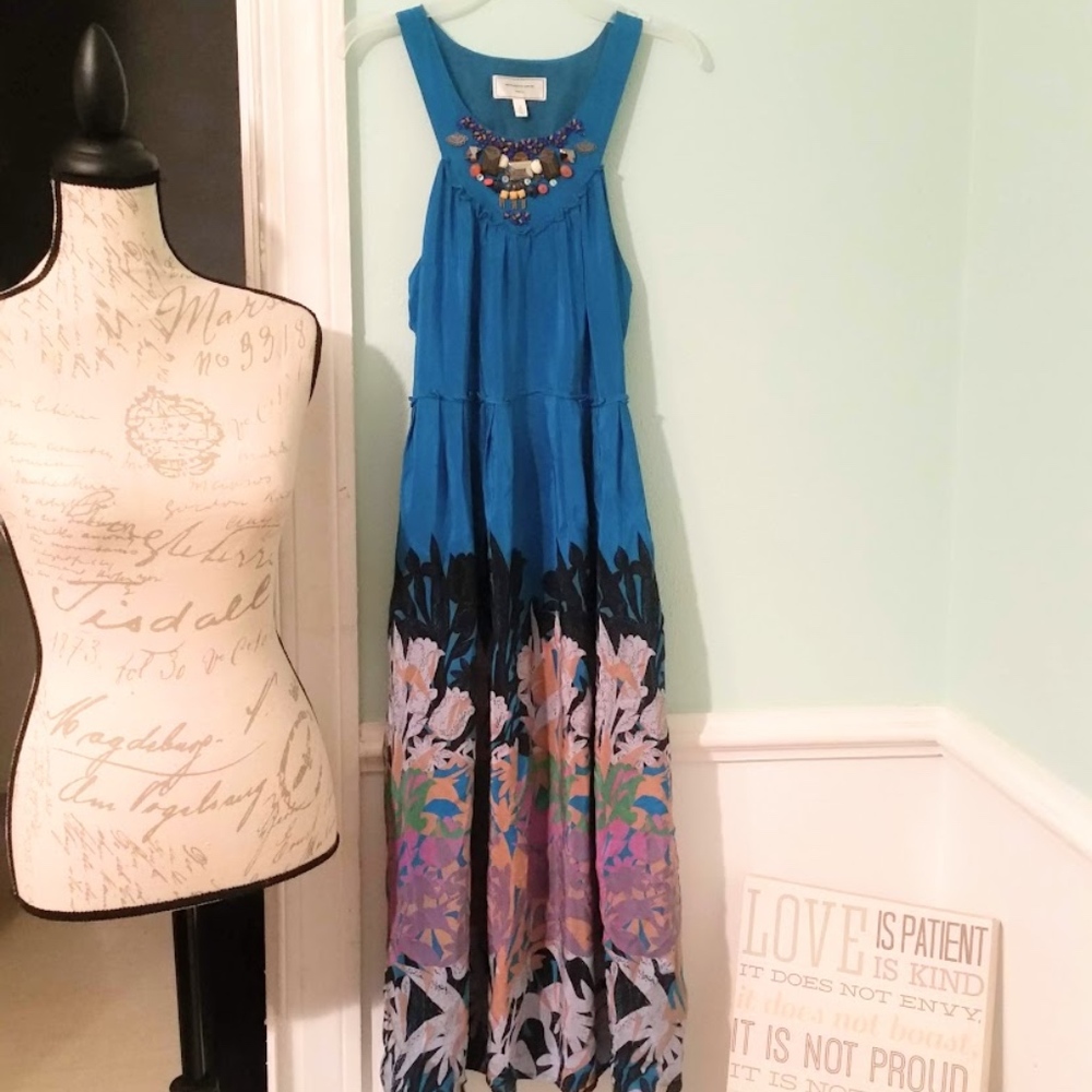 Anthro Moulinette Soeurs Silk Sequin Dress